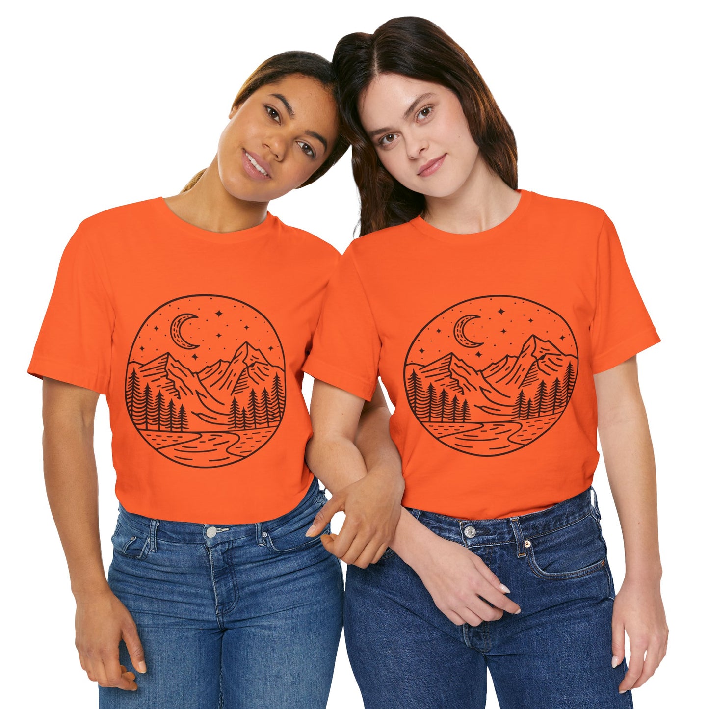 Mountain Nightscape Tee, Nature Lover Shirt, Camping Apparel, Adventure Outfit, Unisex Graphic Tee