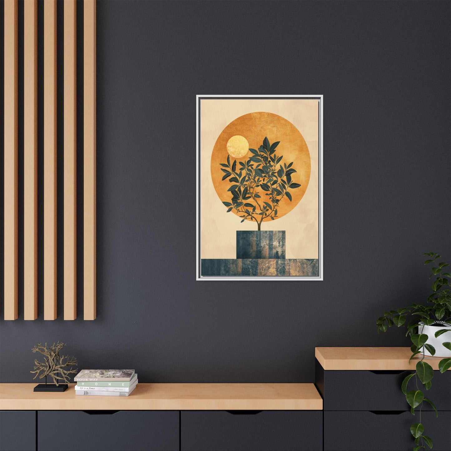 Framed Art Print of Botanical Design, Modern Wall Decor, Home Aesthetic, Gift for Art Lovers, Minimalist Artwork, Elegant Living Room Accent