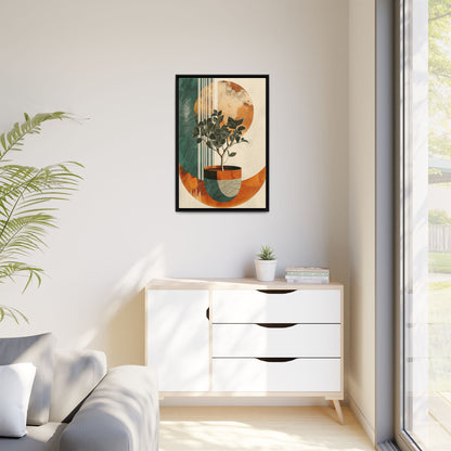 Abstract Botanical Framed Canvas Art Print, Nature Wall Decor, Home Office Wall Art, Gift for Plant Lovers, Modern Art