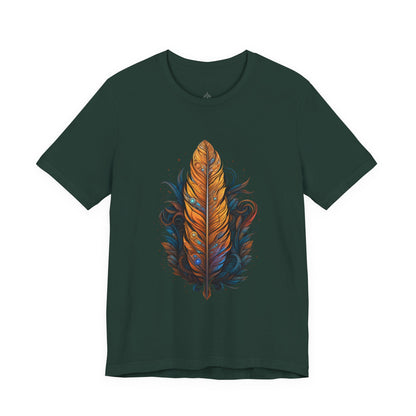 Artistic Feather T-Shirt | Unisex Short Sleeve Tee for Nature Lovers | Casual Wear, Gift for Men/Women, Boho Style, Outdoor Activities