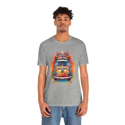 Vintage VW Bus Art Tee - Retro Van Shirt, Gift for Road Trip Lovers, Adventure Wear, Casual Summer Outing, Festival Outfit
