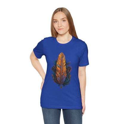 Artistic Feather T-Shirt | Unisex Short Sleeve Tee for Nature Lovers | Casual Wear, Gift for Men/Women, Boho Style, Outdoor Activities