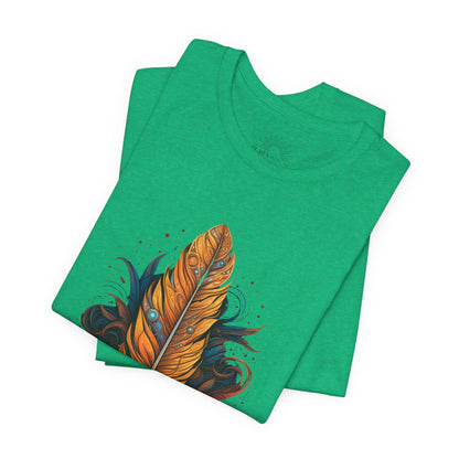 Artistic Feather T-Shirt | Unisex Short Sleeve Tee for Nature Lovers | Casual Wear, Gift for Men/Women, Boho Style, Outdoor Activities